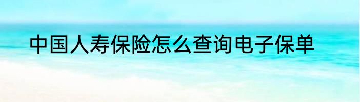 中国人寿保险怎么查询电子保单