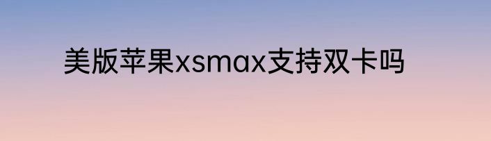 美版苹果xsmax支持双卡吗