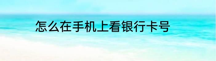 怎么在手机上看银行卡号