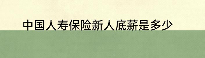 中国人寿保险新人底薪是多少