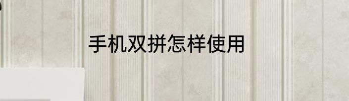 手机双拼怎样使用