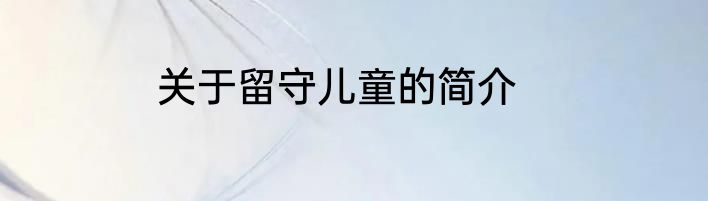 关于留守儿童的简介