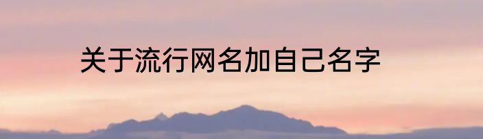 关于流行网名加自己名字