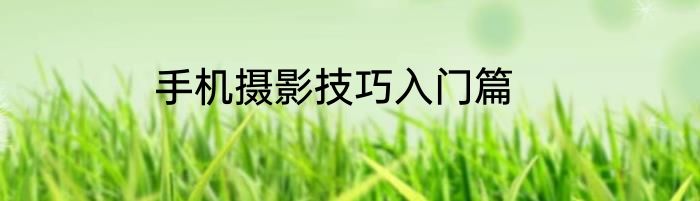 手机摄影技巧入门篇