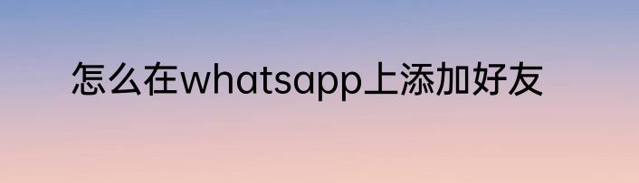 怎么在whatsapp上添加好友