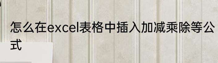 怎么在excel表格中插入加减乘除等公式