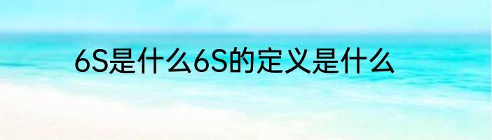 6S是什么6S的定义是什么
