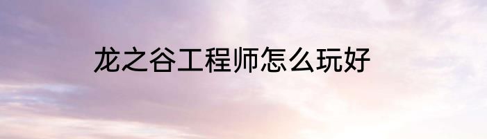 龙之谷工程师怎么玩好