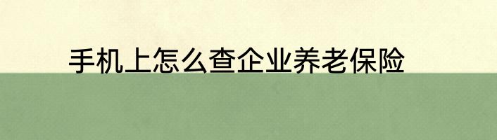 手机上怎么查企业养老保险