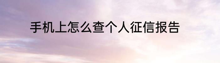 手机上怎么查个人征信报告