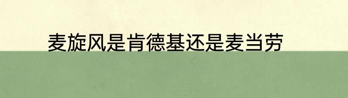 麦旋风是肯德基还是麦当劳