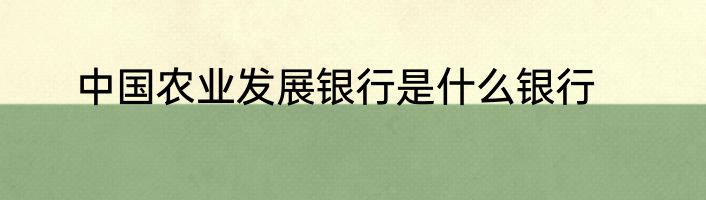中国农业发展银行是什么银行