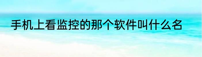 手机上看监控的那个软件叫什么名