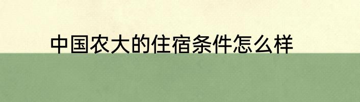 中国农大的住宿条件怎么样