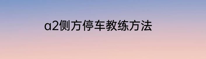 a2侧方停车教练方法