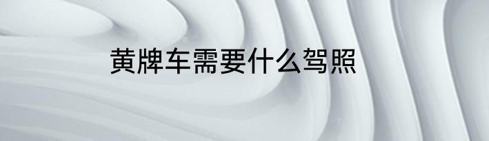 黄牌车需要什么驾照