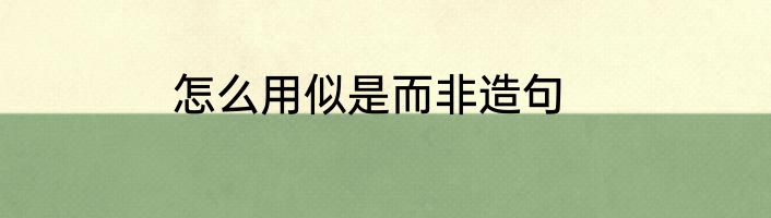 怎么用似是而非造句