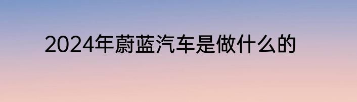 2024年蔚蓝汽车是做什么的