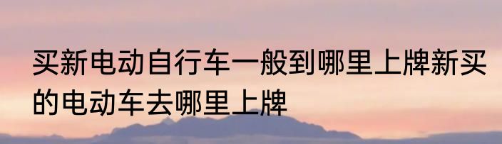 买新电动自行车一般到哪里上牌新买的电动车去哪里上牌