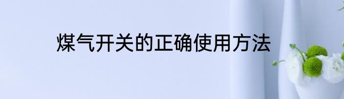 煤气开关的正确使用方法