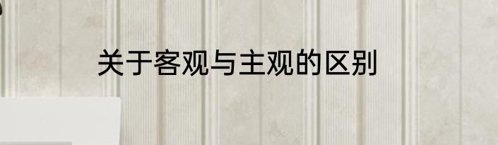 关于客观与主观的区别