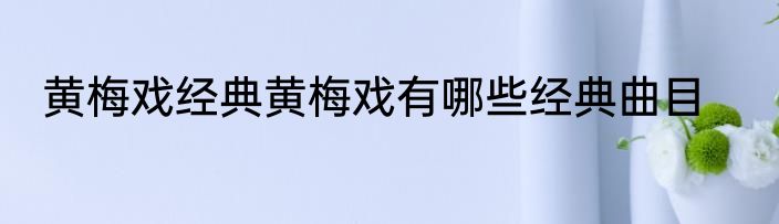 黄梅戏经典黄梅戏有哪些经典曲目