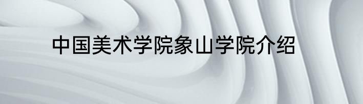 中国美术学院象山学院介绍