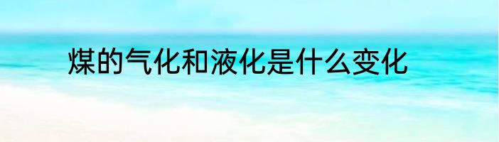 煤的气化和液化是什么变化