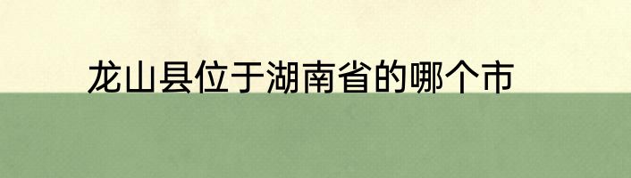 龙山县位于湖南省的哪个市