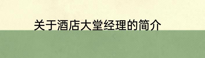 关于酒店大堂经理的简介