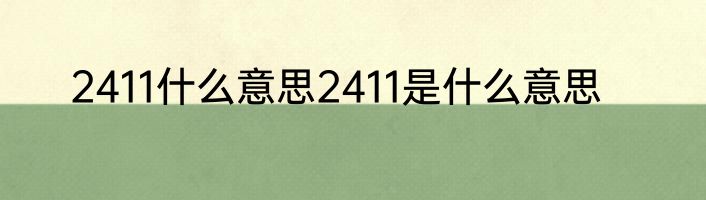 2411什么意思2411是什么意思