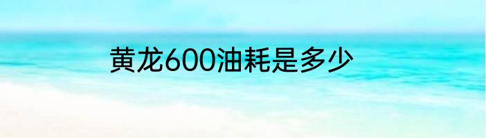 黄龙600油耗是多少