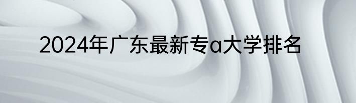 2024年广东最新专a大学排名