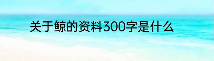 关于鲸的资料300字是什么