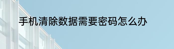 手机清除数据需要密码怎么办