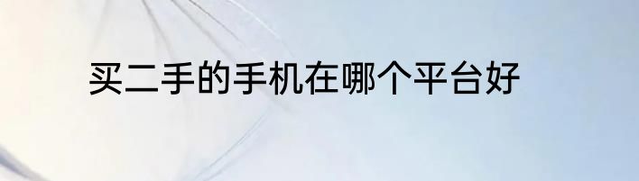 买二手的手机在哪个平台好