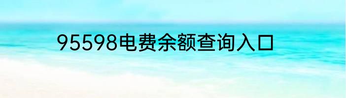 95598电费余额查询入口