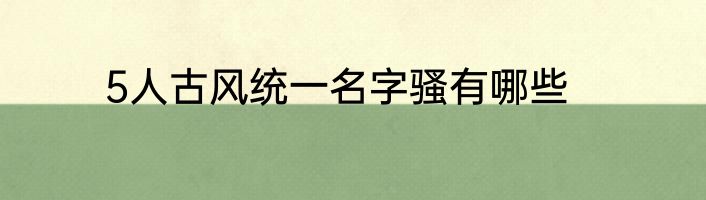 5人古风统一名字骚有哪些