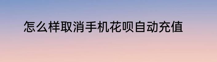 怎么样取消手机花呗自动充值