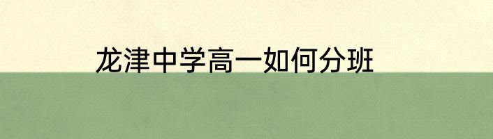 龙津中学高一如何分班