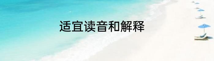 适宜读音和解释