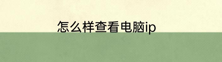 怎么样查看电脑ip