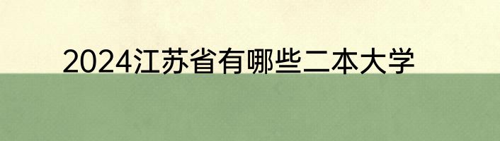 2024江苏省有哪些二本大学