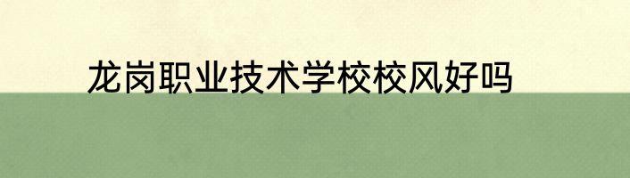 龙岗职业技术学校校风好吗