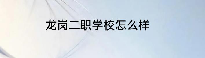 龙岗二职学校怎么样