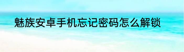 魅族安卓手机忘记密码怎么解锁