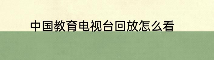 中国教育电视台回放怎么看