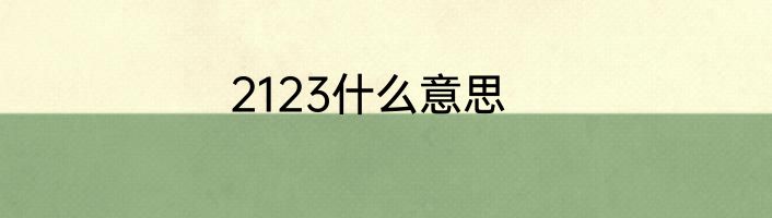 2123什么意思