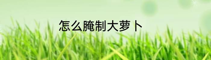 怎么腌制大萝卜