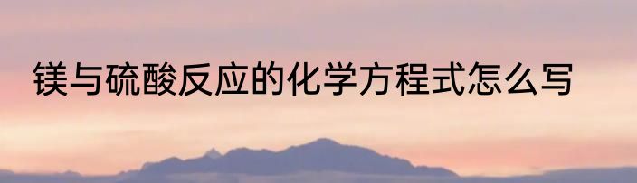 镁与硫酸反应的化学方程式怎么写